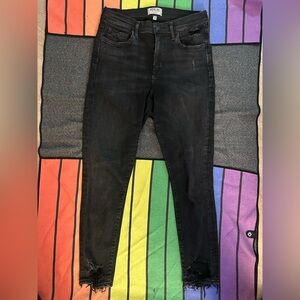 AGOLDE | Tight fit slight crop frayed black jeans. Amazing quality